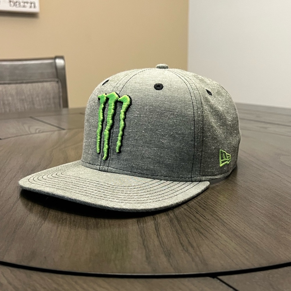 Monster energy new era grey snapback hat (Athlete Only)
